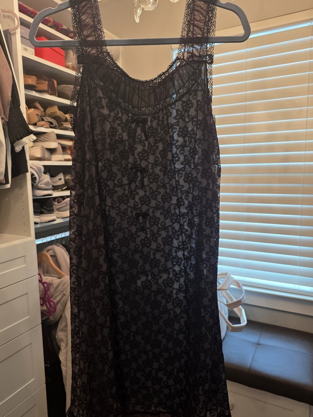 Stunning Vintage Black Lace Nightgown S